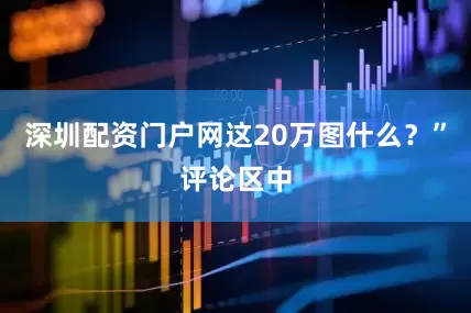深圳配资门户网这20万图什么？”评论区中